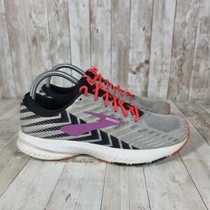 Brooks Launch Running Shoes Women's‎ Size 8.5 Gray Purple Neon Orange